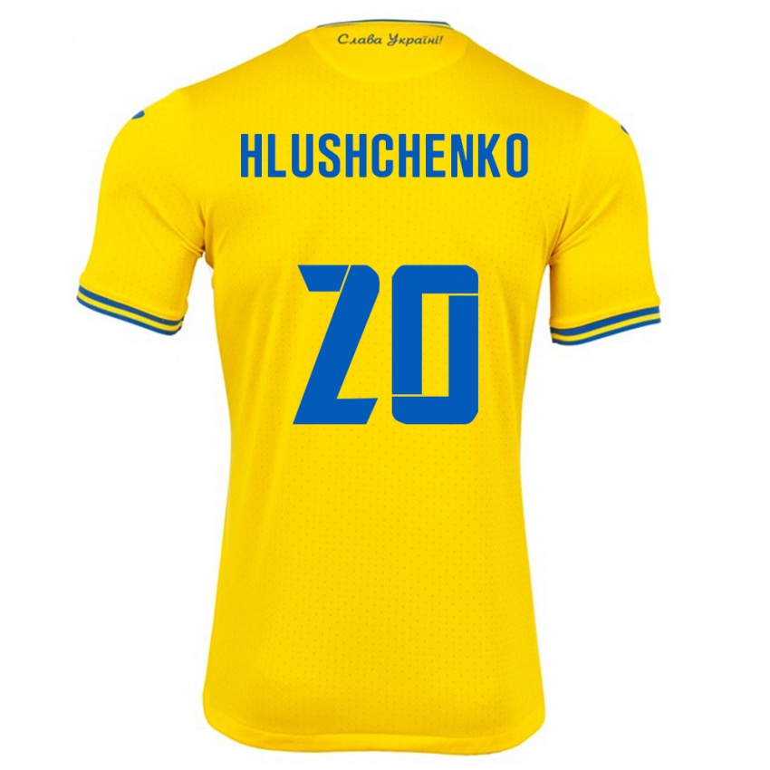 Dames Oekraïne Inna Hlushchenko #20 Geel Thuisshirt Thuistenue 24-26 T-Shirt