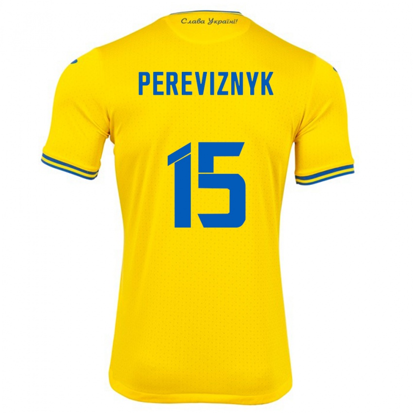 Dames Oekraïne Khrystyna Pereviznyk #15 Geel Thuisshirt Thuistenue 24-26 T-Shirt