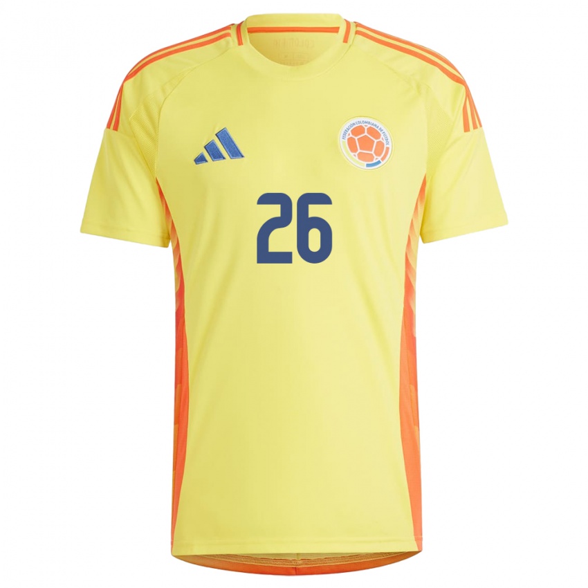 Dames Colombia Gustavo Puerta #26 Geel Thuisshirt Thuistenue 24-26 T-Shirt