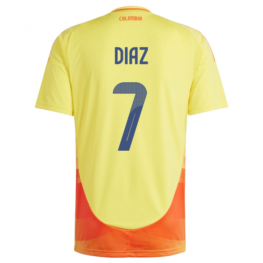 Dames Colombia Luis Díaz #7 Geel Thuisshirt Thuistenue 24-26 T-Shirt