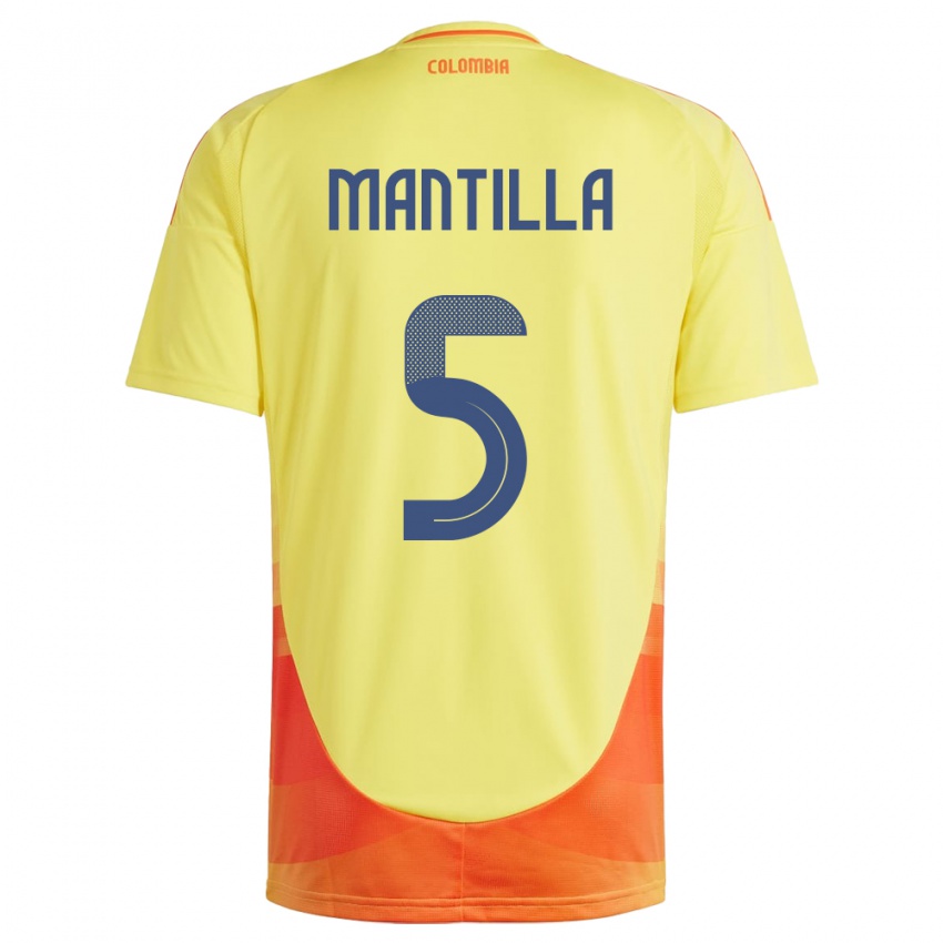 Dames Colombia Kevin Mantilla #5 Geel Thuisshirt Thuistenue 24-26 T-Shirt