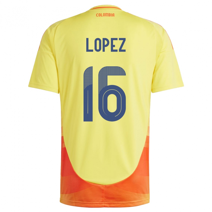 Dames Colombia William López #16 Geel Thuisshirt Thuistenue 24-26 T-Shirt
