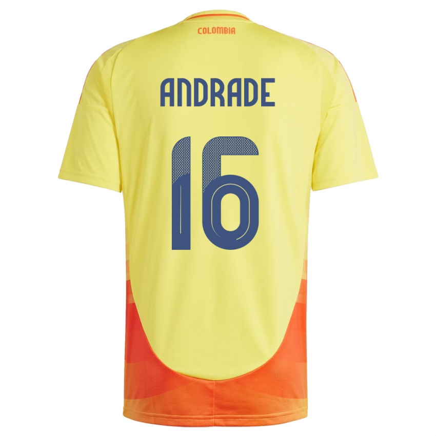 Dames Colombia Lady Andrade #16 Geel Thuisshirt Thuistenue 24-26 T-Shirt