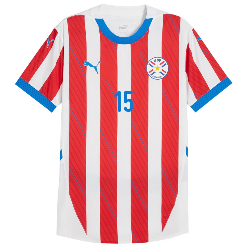 Dames Paraguay Fanny Godoy #15 Wit Rood Thuisshirt Thuistenue 24-26 T-Shirt