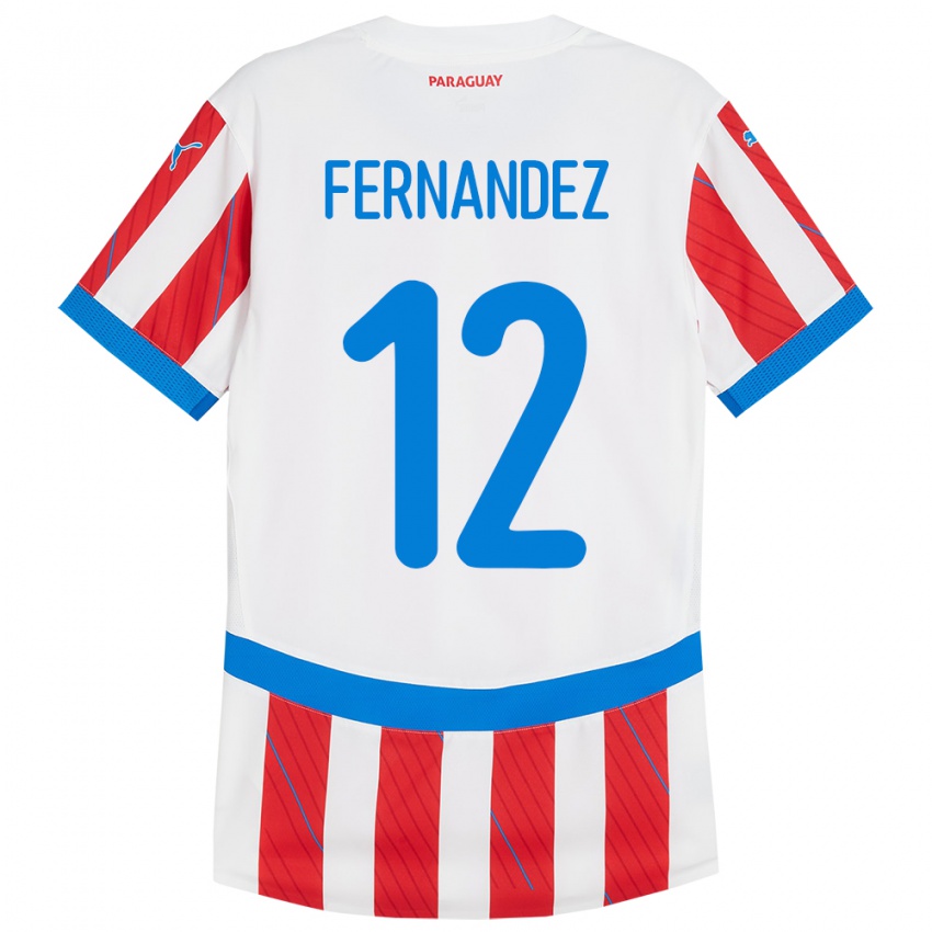 Dames Paraguay Gatito Fernández #12 Wit Rood Thuisshirt Thuistenue 24-26 T-Shirt