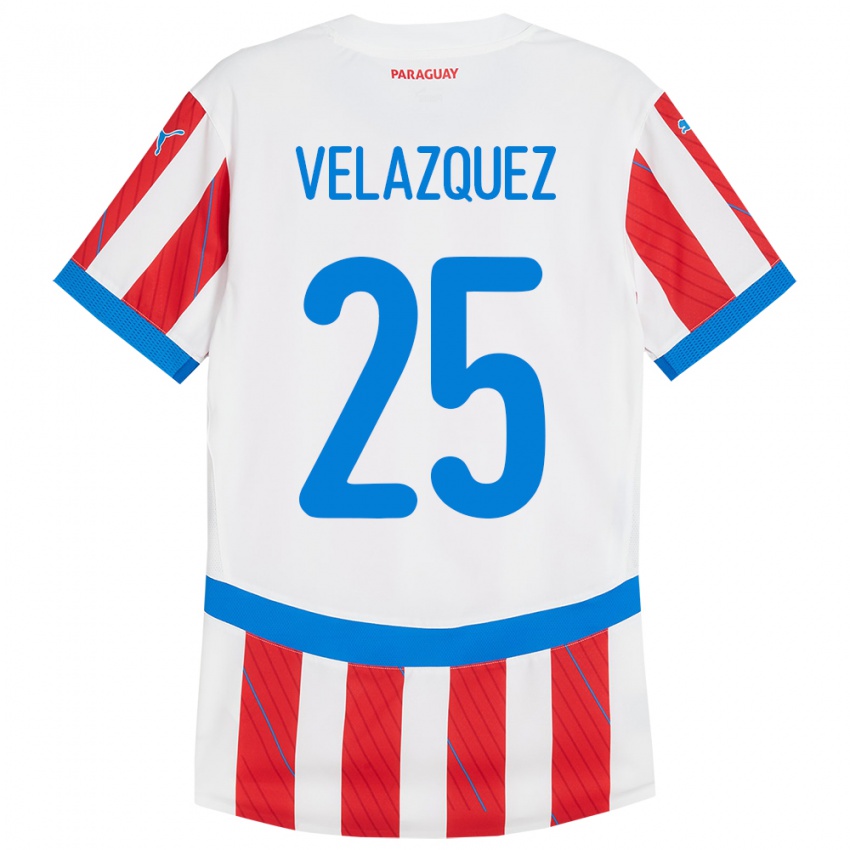 Dames Paraguay Gustavo Velázquez #25 Wit Rood Thuisshirt Thuistenue 24-26 T-Shirt