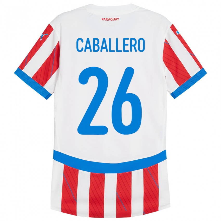 Dames Paraguay Hernesto Caballero #26 Wit Rood Thuisshirt Thuistenue 24-26 T-Shirt