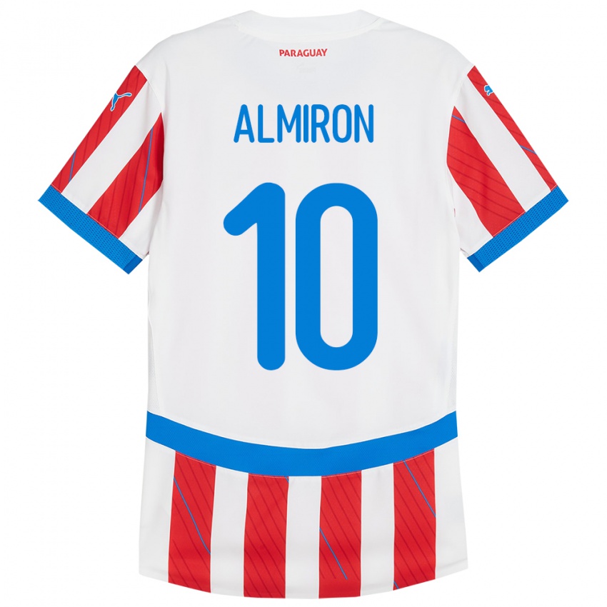 Dames Paraguay Miguel Almirón #10 Wit Rood Thuisshirt Thuistenue 24-26 T-Shirt