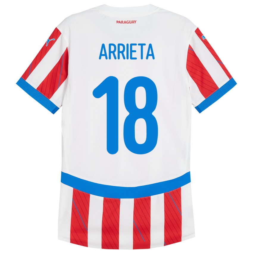 Dames Paraguay Camila Arrieta #18 Wit Rood Thuisshirt Thuistenue 24-26 T-Shirt