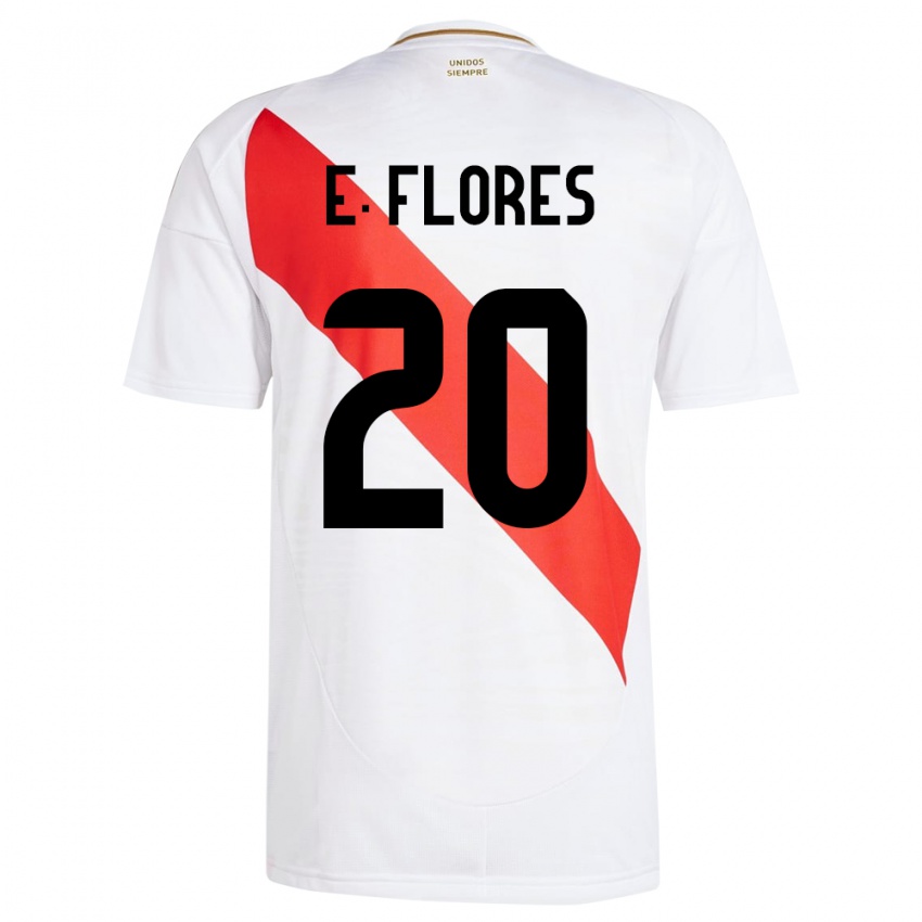 Dames Peru Edison Flores #20 Wit Thuisshirt Thuistenue 24-26 T-Shirt