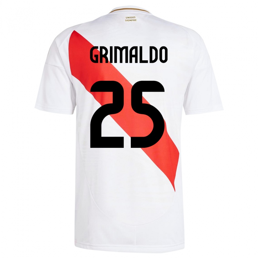 Dames Peru Joao Grimaldo #25 Wit Thuisshirt Thuistenue 24-26 T-Shirt