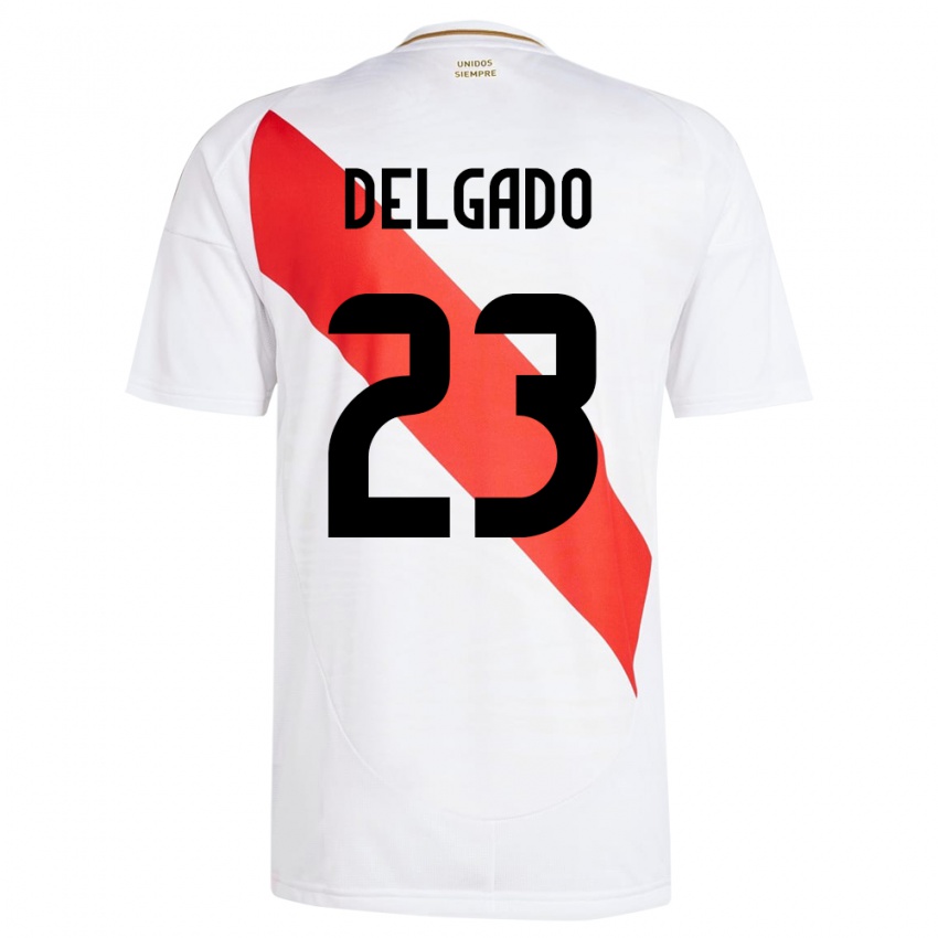 Dames Peru Valentino Delgado #23 Wit Thuisshirt Thuistenue 24-26 T-Shirt