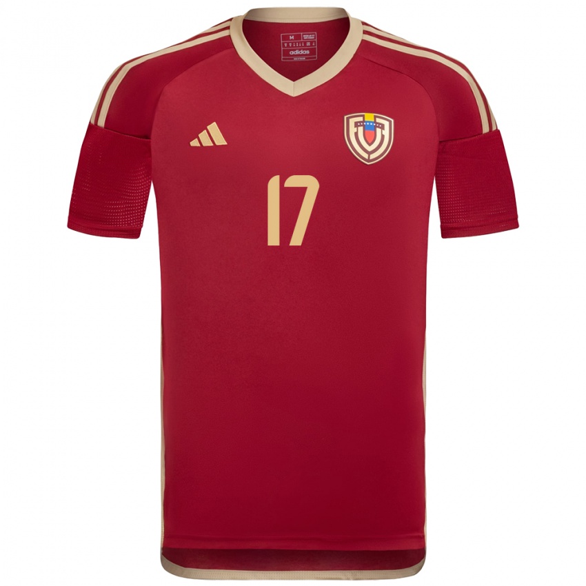 Dames Venezuela Mayken González #17 Bourgondië Thuisshirt Thuistenue 24-26 T-Shirt