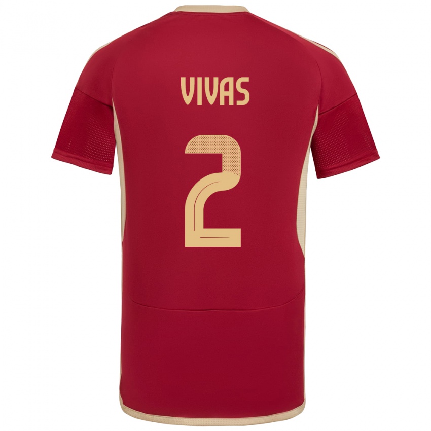 Dames Venezuela Carlos Vivas #2 Bourgondië Thuisshirt Thuistenue 24-26 T-Shirt