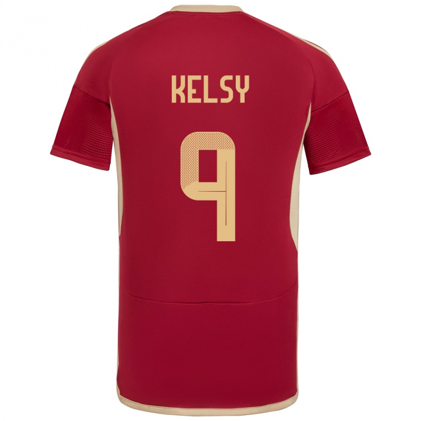 Dames Venezuela Kevin Kelsy #9 Bourgondië Thuisshirt Thuistenue 24-26 T-Shirt