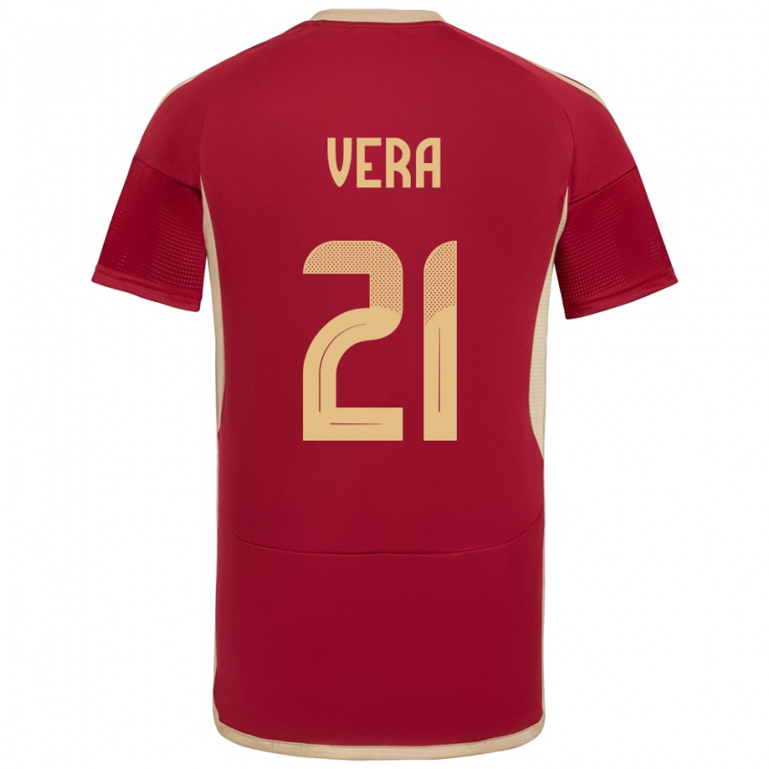 Dames Venezuela Andry Vera #21 Bourgondië Thuisshirt Thuistenue 24-26 T-Shirt