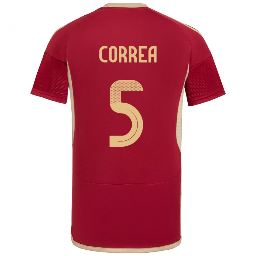 Dames Venezuela José Correa #5 Bourgondië Thuisshirt Thuistenue 24-26 T-Shirt