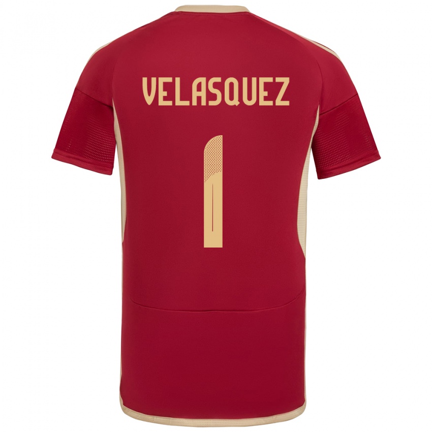 Dames Venezuela Yessica Velásquez #1 Bourgondië Thuisshirt Thuistenue 24-26 T-Shirt