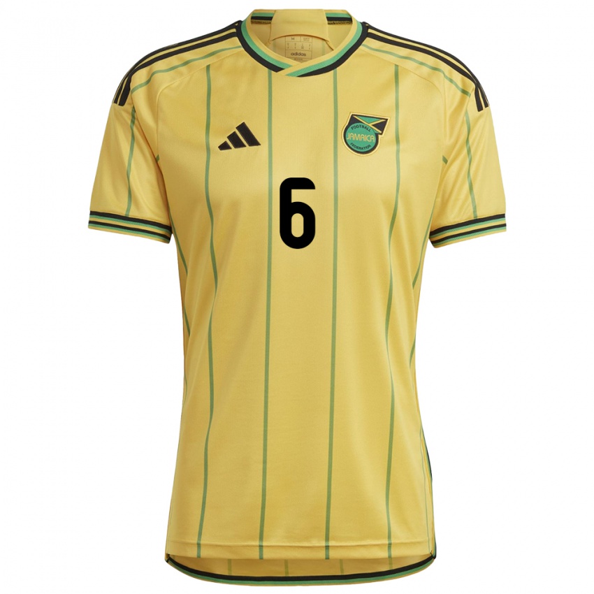 Dames Jamaica Ronaldo Barrett #6 Geel Thuisshirt Thuistenue 24-26 T-Shirt