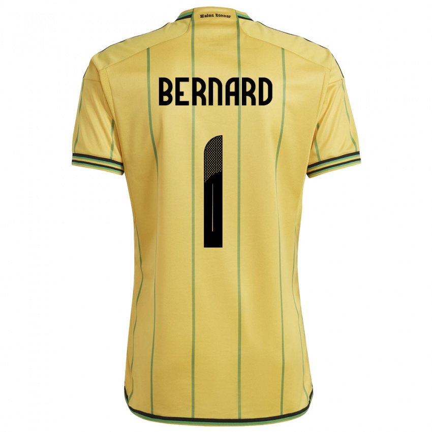 Dames Jamaica Akeem Bernard #1 Geel Thuisshirt Thuistenue 24-26 T-Shirt