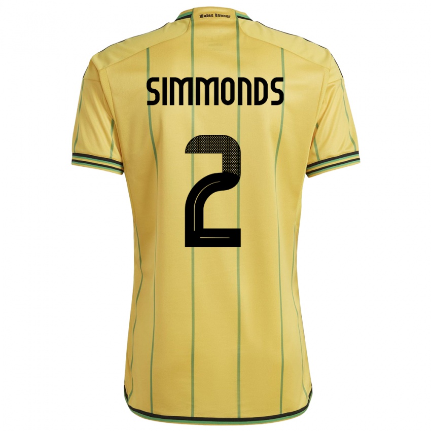 Dames Jamaica Nicholas Simmonds #2 Geel Thuisshirt Thuistenue 24-26 T-Shirt