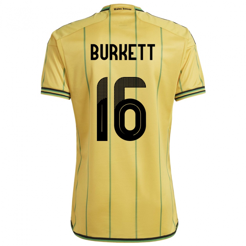 Dames Jamaica Brian Burkett #16 Geel Thuisshirt Thuistenue 24-26 T-Shirt