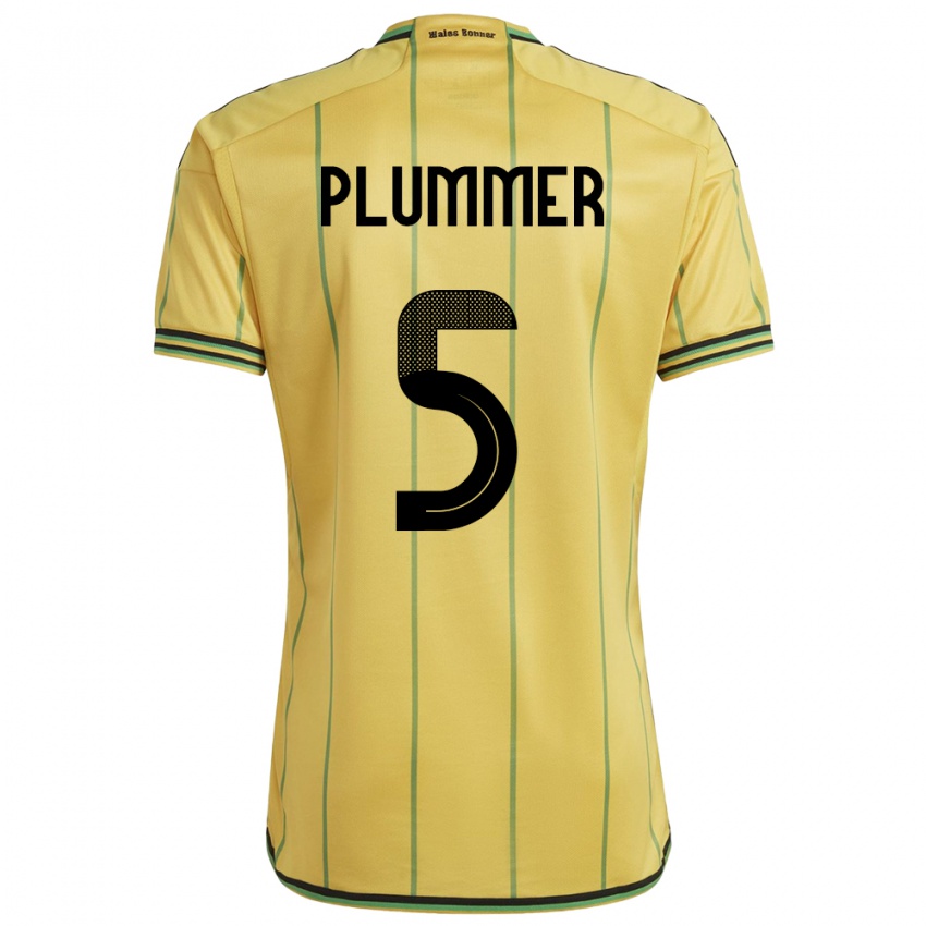 Dames Jamaica Konya Plummer #5 Geel Thuisshirt Thuistenue 24-26 T-Shirt