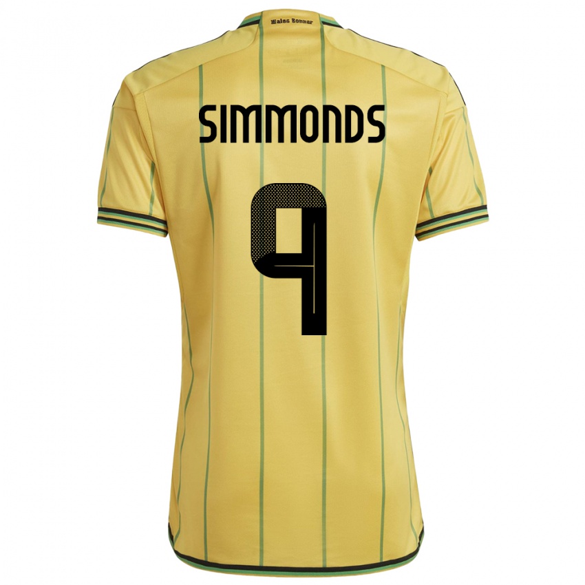 Dames Jamaica Kameron Simmonds #9 Geel Thuisshirt Thuistenue 24-26 T-Shirt