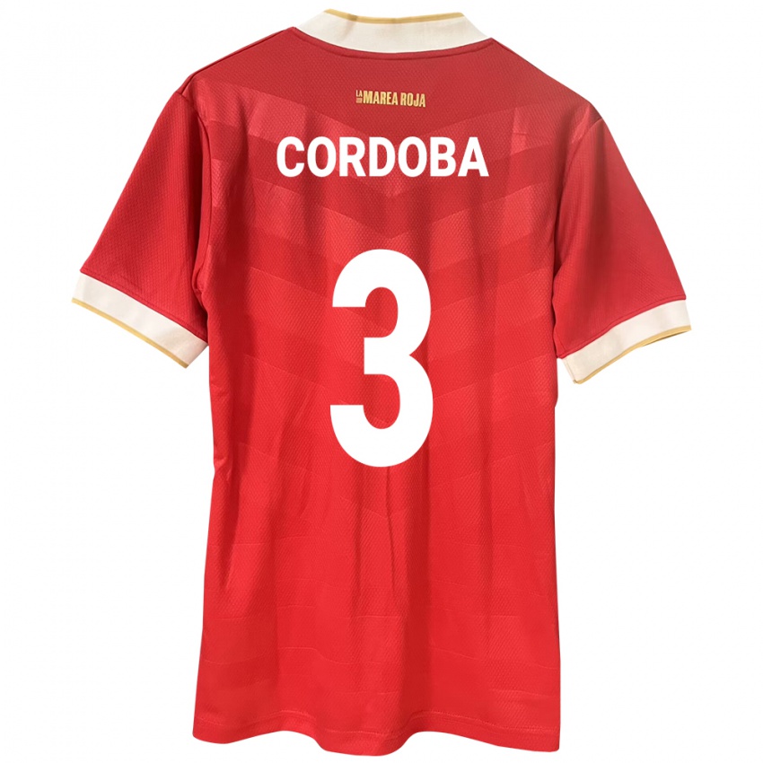 Dames Panama José Córdoba #3 Rood Thuisshirt Thuistenue 24-26 T-Shirt
