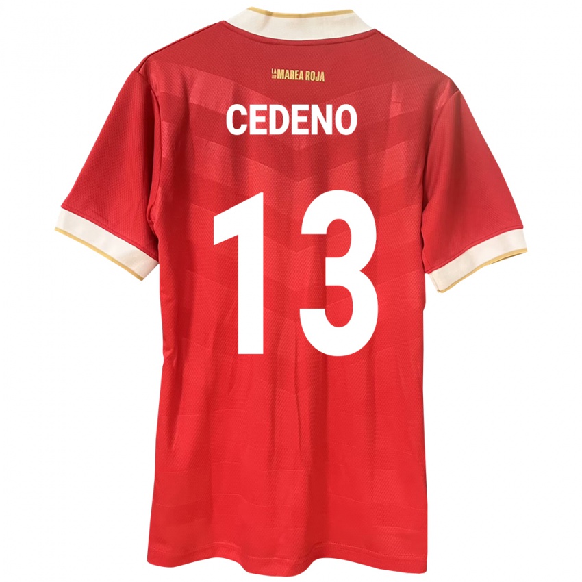Dames Panama Edward Cedeño #13 Rood Thuisshirt Thuistenue 24-26 T-Shirt