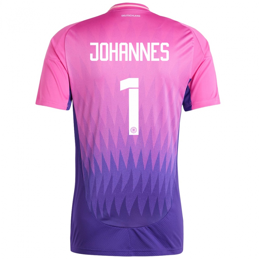 Dames Duitsland Stina Johannes #1 Roze Paars Uitshirt Uittenue 24-26 T-Shirt