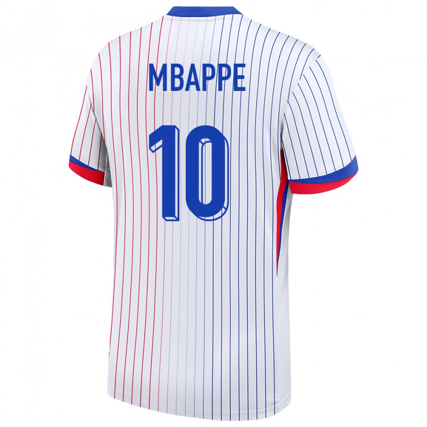 Dames Frankrijk Kylian Mbappe #10 Wit Uitshirt Uittenue 24-26 T-Shirt