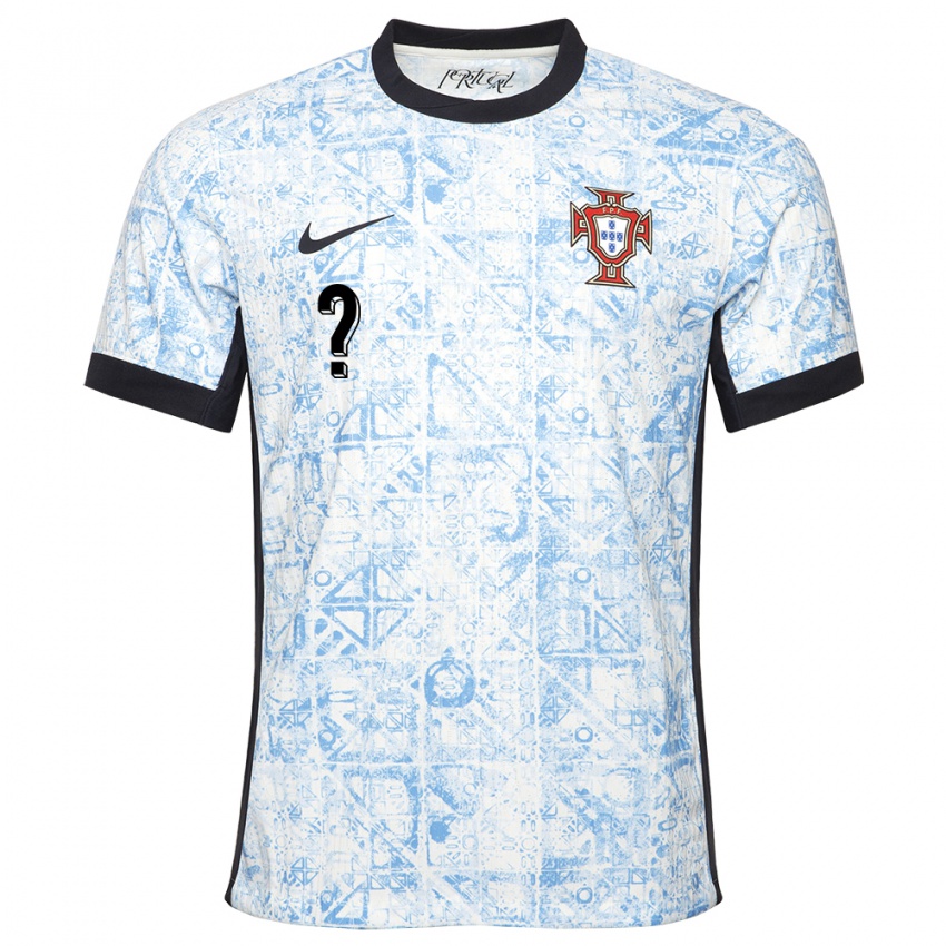 Dames Portugal Uw Naam #0 Crème Blauw Uitshirt Uittenue 24-26 T-Shirt