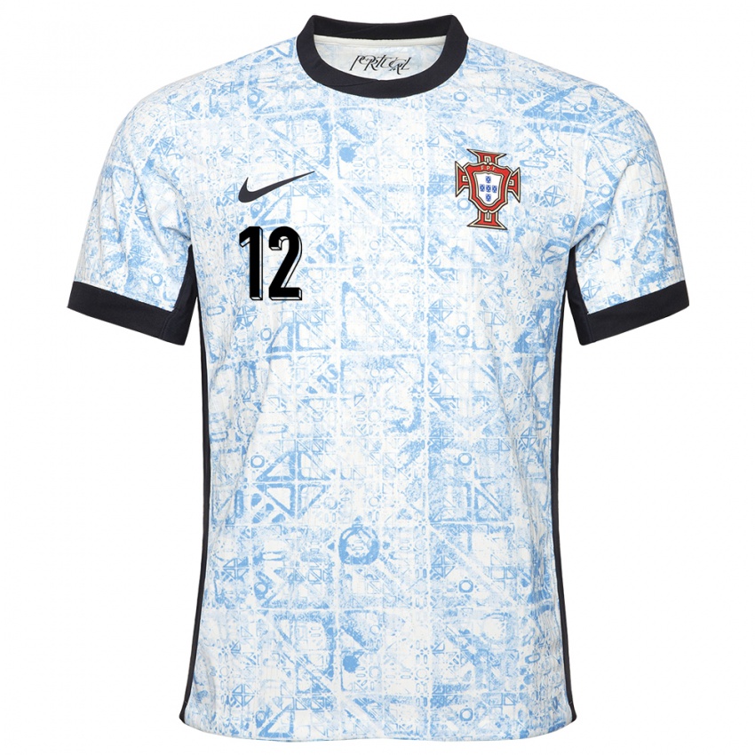 Dames Portugal David Ivanov #12 Crème Blauw Uitshirt Uittenue 24-26 T-Shirt