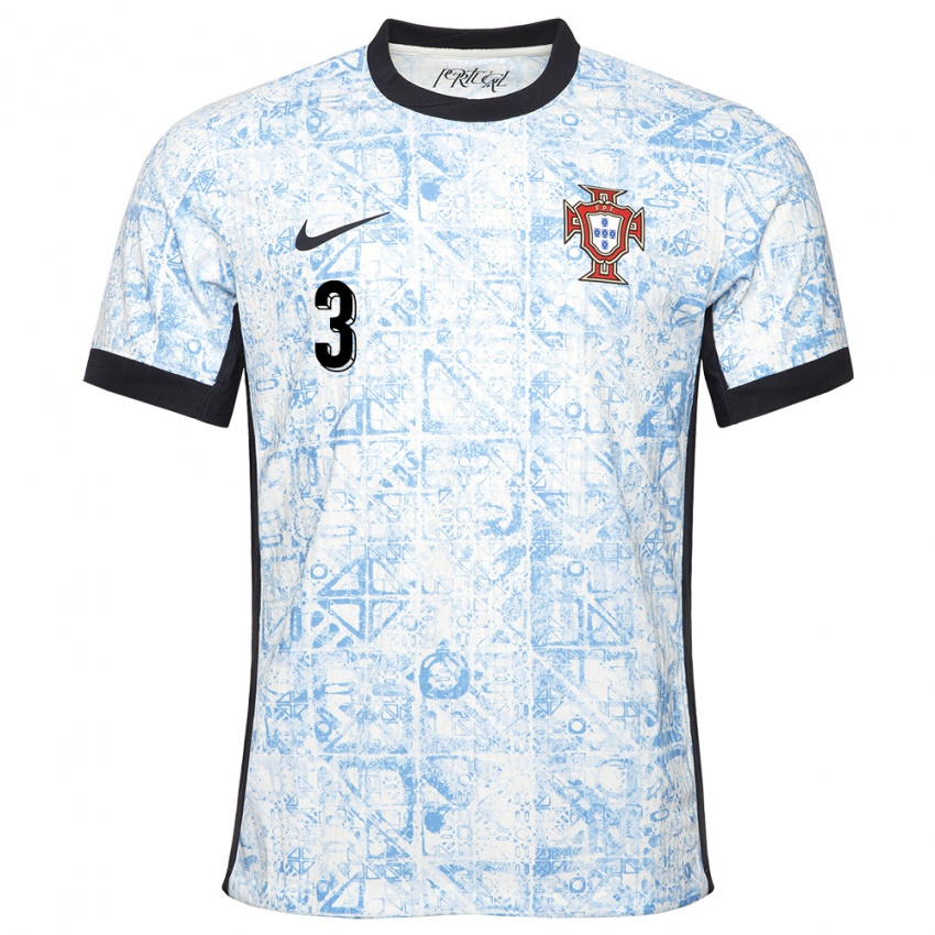 Dames Portugal Alicia Correia #3 Crème Blauw Uitshirt Uittenue 24-26 T-Shirt