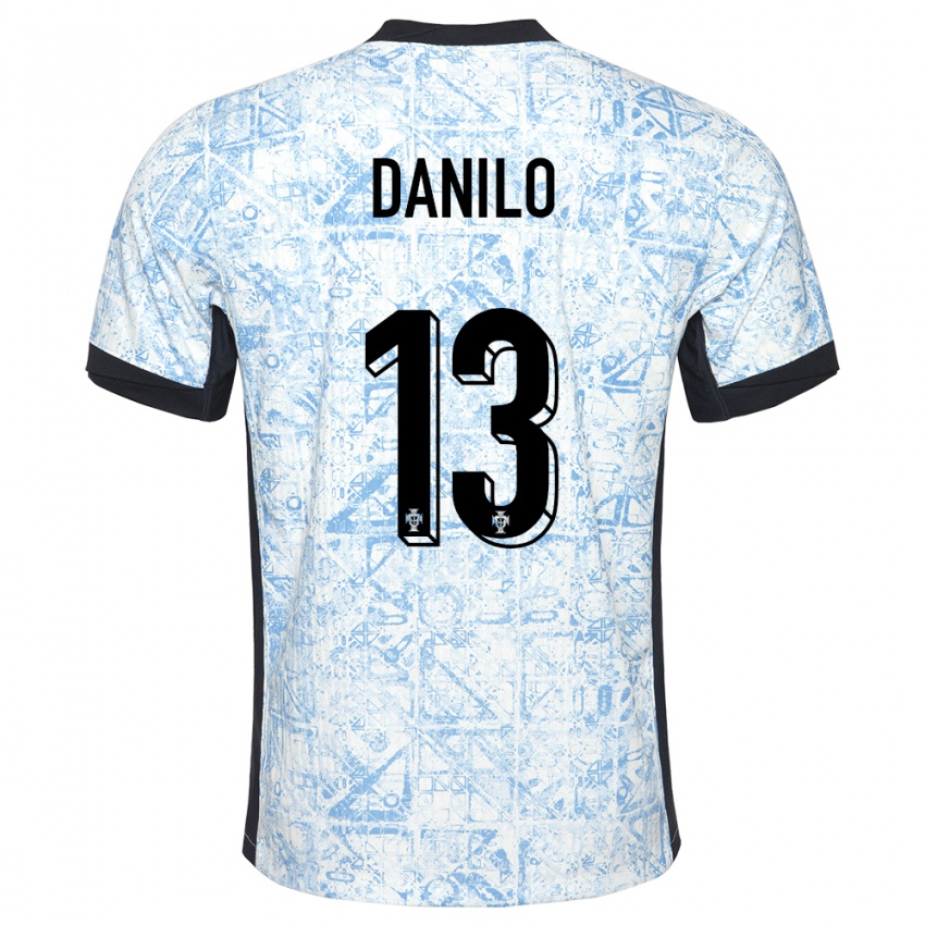 Dames Portugal Danilo Pereira #13 Crème Blauw Uitshirt Uittenue 24-26 T-Shirt