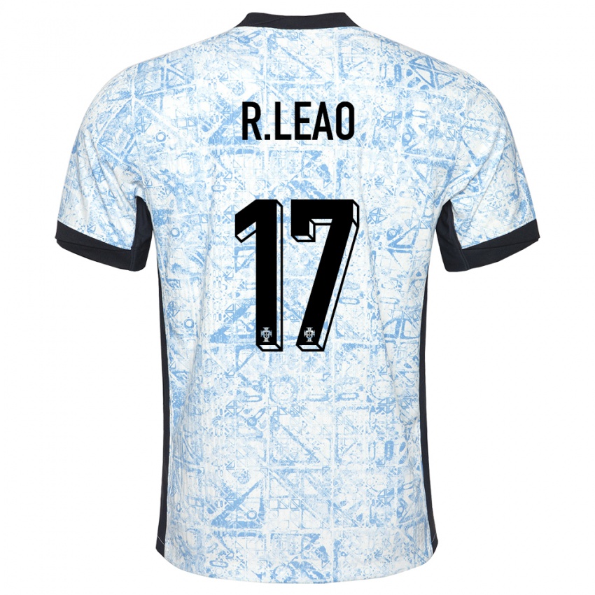 Dames Portugal Rafael Leao #17 Crème Blauw Uitshirt Uittenue 24-26 T-Shirt