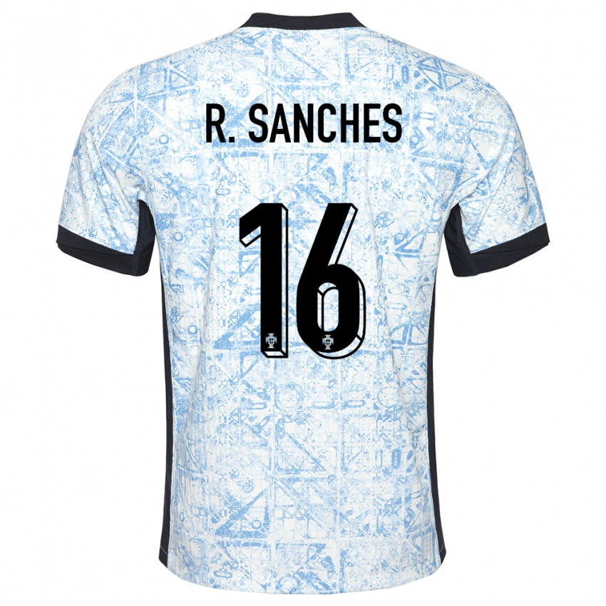 Dames Portugal Renato Sanches #16 Crème Blauw Uitshirt Uittenue 24-26 T-Shirt