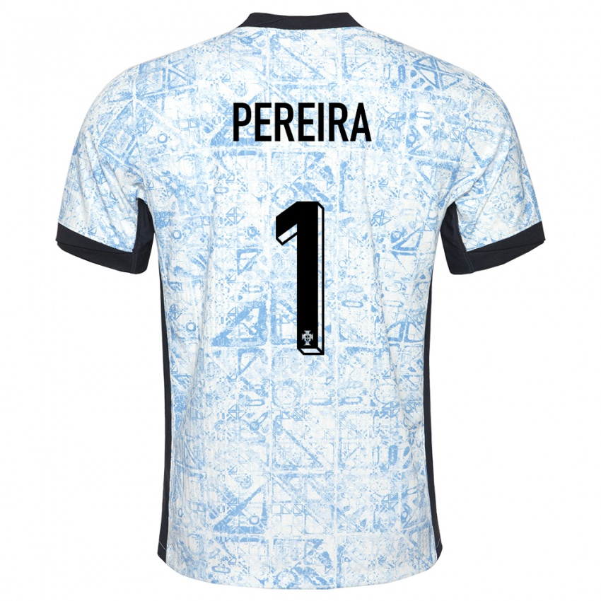 Dames Portugal Ines Pereira #1 Crème Blauw Uitshirt Uittenue 24-26 T-Shirt