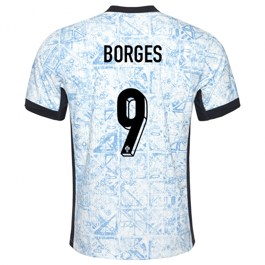 Dames Portugal Ana Borges #9 Crème Blauw Uitshirt Uittenue 24-26 T-Shirt