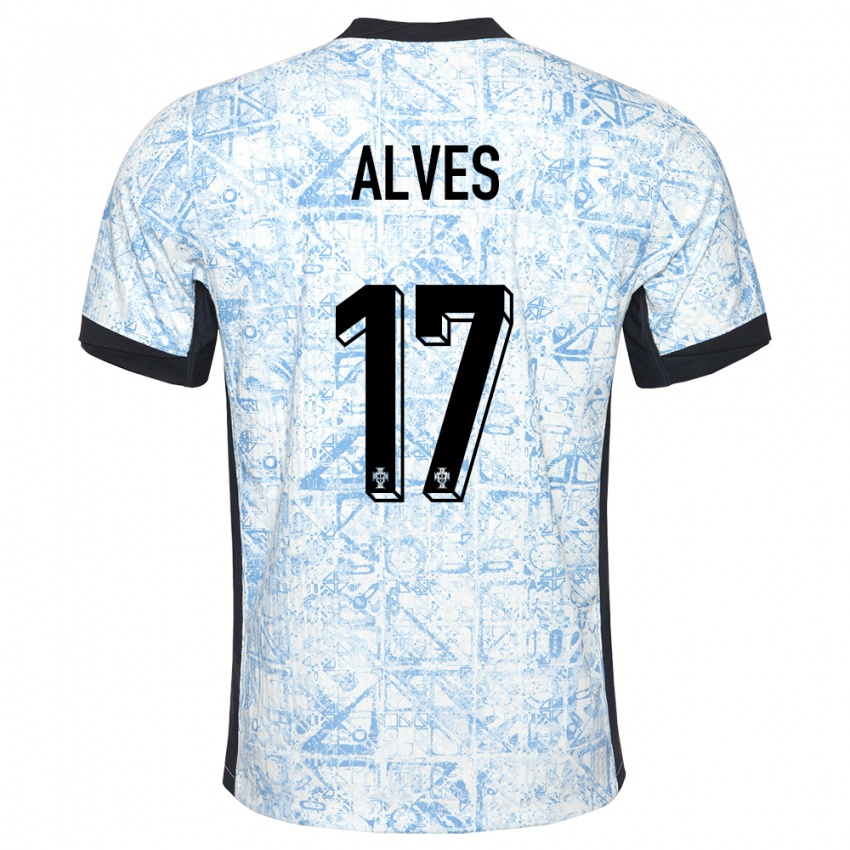 Dames Portugal Lucia Alves #17 Crème Blauw Uitshirt Uittenue 24-26 T-Shirt