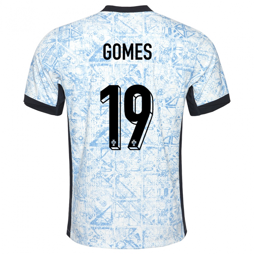 Dames Portugal Diana Gomes #19 Crème Blauw Uitshirt Uittenue 24-26 T-Shirt