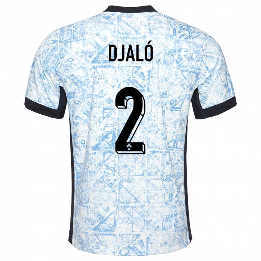 Dames Portugal Tiago Djalo #2 Crème Blauw Uitshirt Uittenue 24-26 T-Shirt