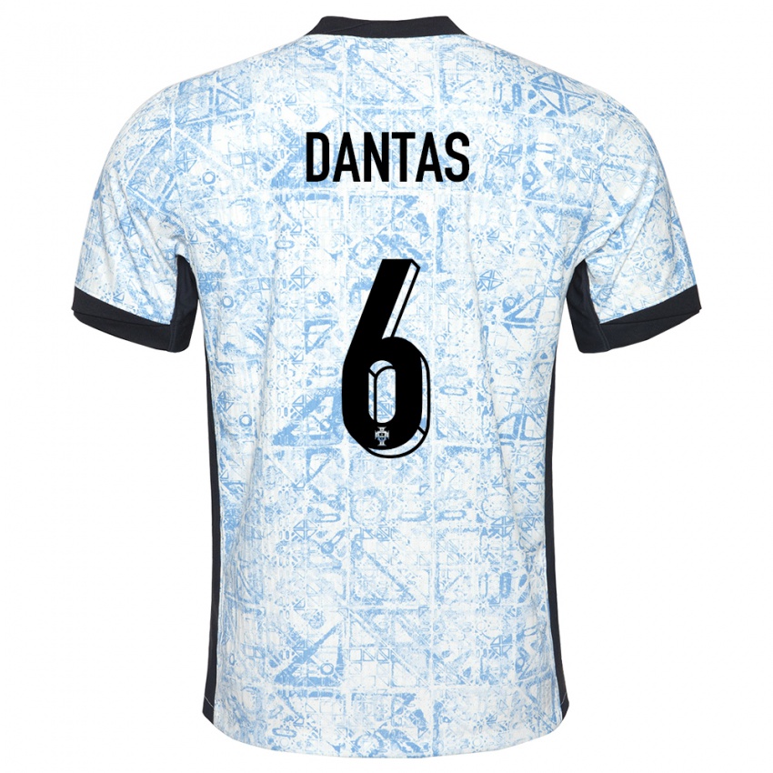 Dames Portugal Tiago Dantas #6 Crème Blauw Uitshirt Uittenue 24-26 T-Shirt