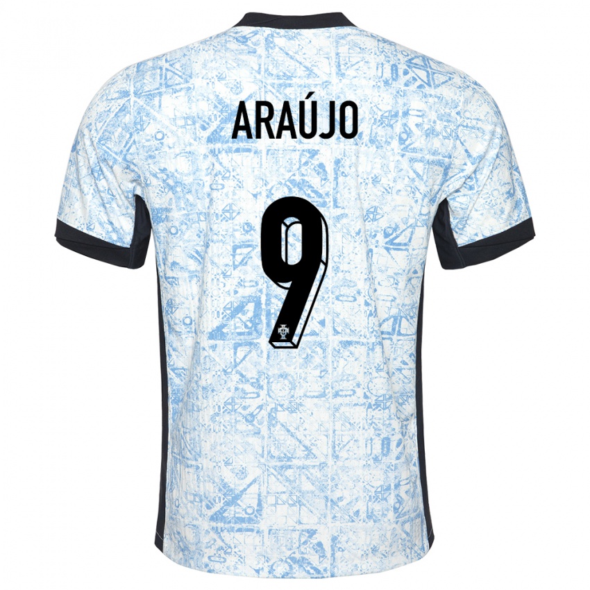 Dames Portugal Henrique Araujo #9 Crème Blauw Uitshirt Uittenue 24-26 T-Shirt