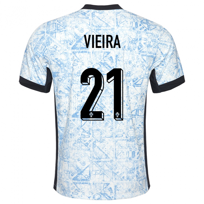 Dames Portugal Fabio Vieira #21 Crème Blauw Uitshirt Uittenue 24-26 T-Shirt