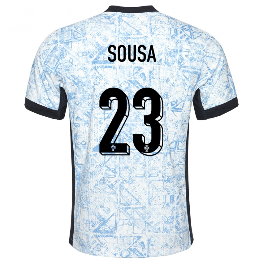 Dames Portugal Afonso Sousa #23 Crème Blauw Uitshirt Uittenue 24-26 T-Shirt