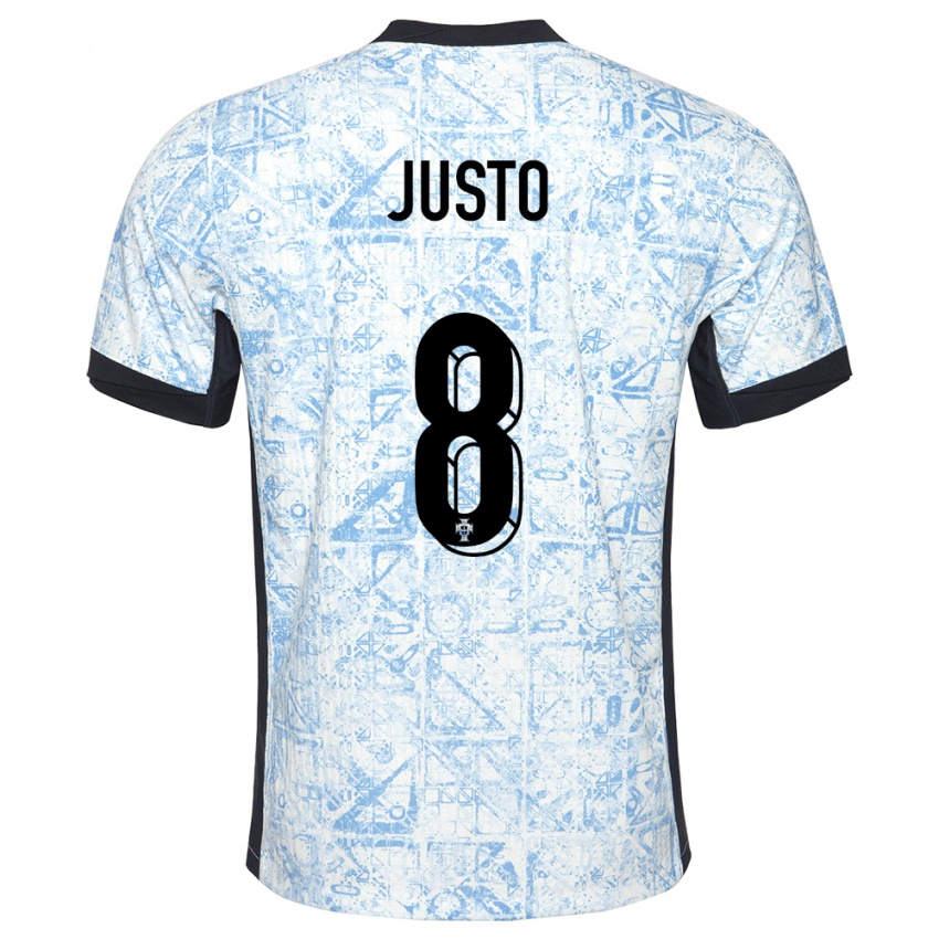 Dames Portugal Samuel Justo #8 Crème Blauw Uitshirt Uittenue 24-26 T-Shirt