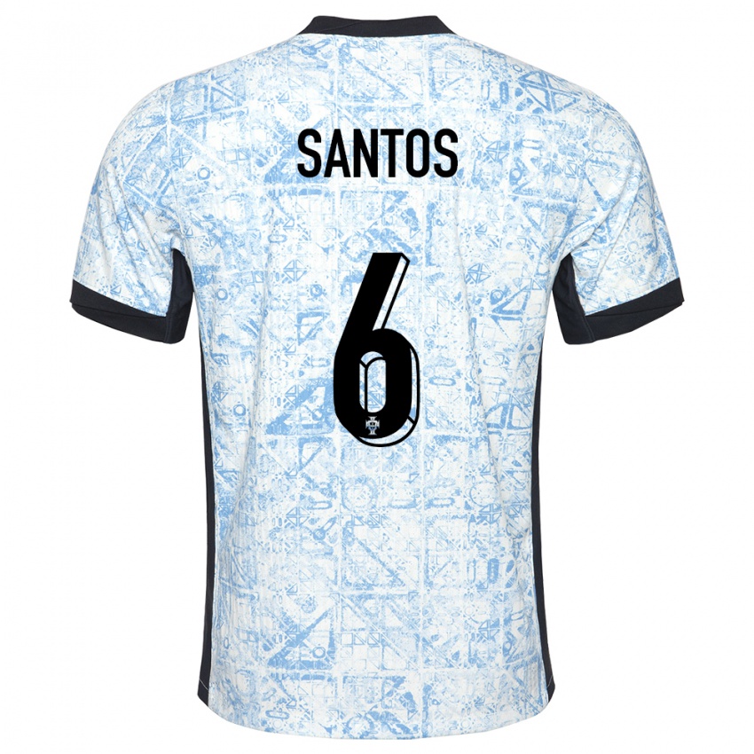 Dames Portugal Vasco Santos #6 Crème Blauw Uitshirt Uittenue 24-26 T-Shirt