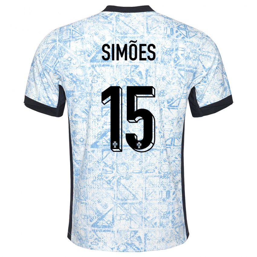 Dames Portugal Joao Simoes #15 Crème Blauw Uitshirt Uittenue 24-26 T-Shirt